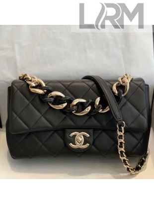 Chanel Quilted Lambskin Large Flap Bag with Resin Chain AS1354 Black 2019