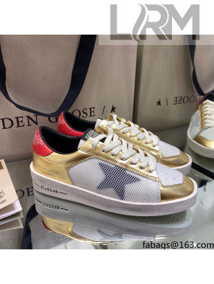 Golden Goose Stardan Sneakers in White Mesh and Gold Leather 2021