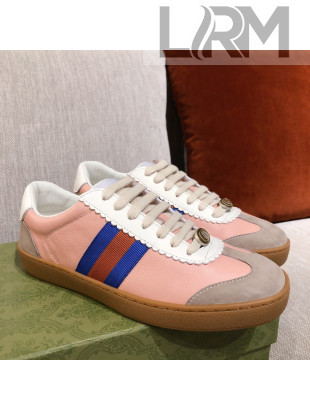 Gucci Screener Web Leather Sneakers Pink 2021