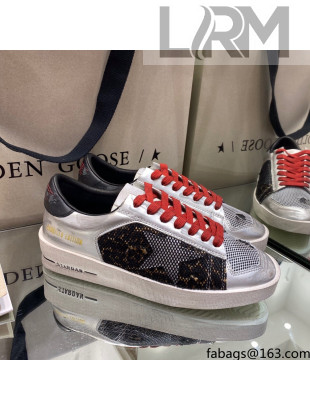 Golden Goose Stardan Sneakers in Black Mesh and Silver Leather 2021