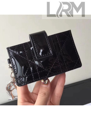 Dior Lady Dior Eden Wallet in Patent Calfskin Black 2018