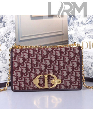 Dior 30 Montaigne CD Flap Bag in Burgundy Oblique Canvas 2019
