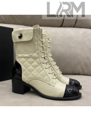 Chanel Quilted Leather Short Boots with Pouch White 2020