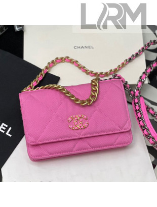 Chanel 19 Denim Wallet on Chain AP0957 Pink 2021