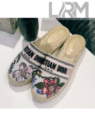 Dior Granville Espadrilles Mule in Flower Embroidered Cotton 2020
