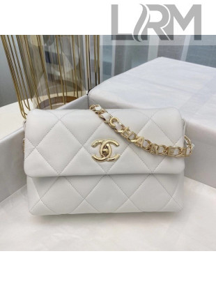 Chanel Quilted Lambskin Small Flap Bag AS2299 White 2020 TOP