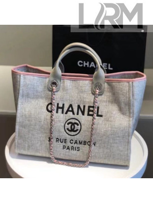 Chanel Deauville Large Shopping Bag A66941 Grey/Pink 2021 06