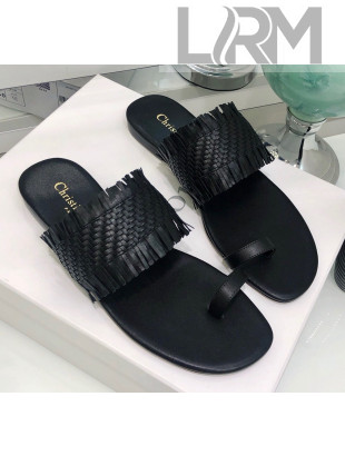 Dior Wave Sandal in Braided Lambskin Black 2020