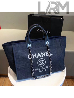 Chanel Deauville Large Shopping Bag A66941 Navy Blue 2021 07