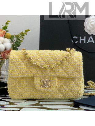 Chanel Tweed Mini Flap Bag A69900 Yellow 2021