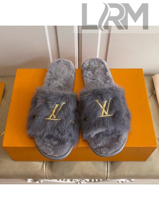 Louis Vuitton LV Embroidered Mink Fur Homey Mules Grey 2020 (For Women and Men)