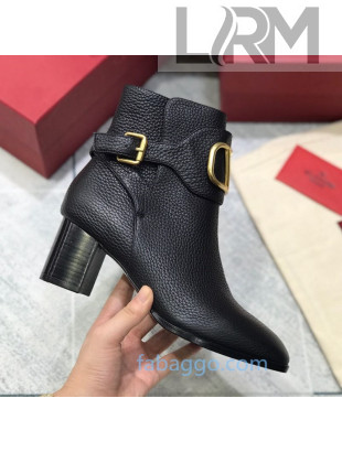 Valentino VLogo Grained Calfskin Heel 60mm Short Boots Black 2020