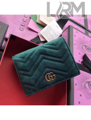 Gucci Velvet GG Marmont Card Case 466492 Green 2017