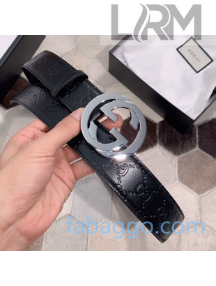 Gucci GG Leather Belt 38mm with GG Buckle Black 2020