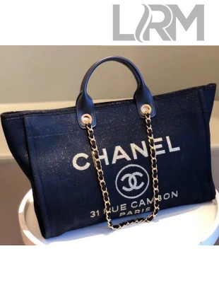 Chanel Deauville Shiny Denim Maxi Shopping Bag A93786 Blue 2021 09