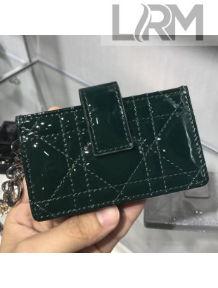 Dior Lady Dior Patent Cannage Calfskin Card Holder Green 2019