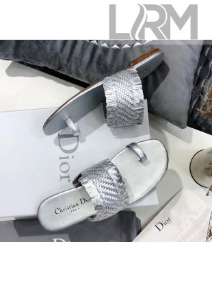 Dior Wave Sandal in Braided Lambskin Silver 2020