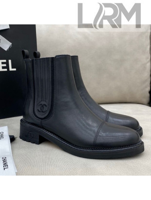 Chanel Calfskin Short Boots 405 All Black 2020