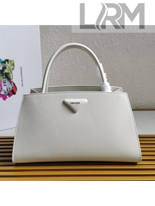Prada Brushed Leather Handbag 1BA327 White 2021