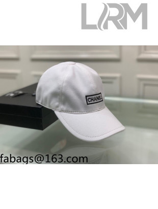 Chanel Canvas Baseball Hat White 2021 22