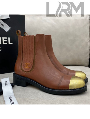 Chanel Calfskin Short Boots 405 Brown/Gold 2020