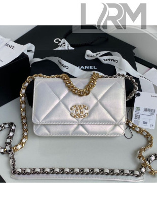 Chanel 19 Iridescent Wallet on Chain WOC AP0957 White 2021