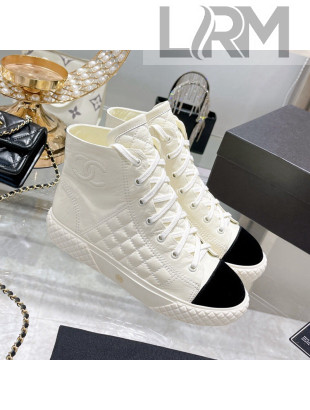 Chanel Leather High-Top Sneakers White 2021 111716