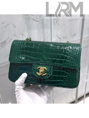 Chanel Alligator Skin Mini Flap Bag Green 