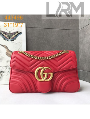 Gucci GG Marmont Medium Matelassé Shoulder Bag 443496 Red 2021