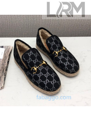 Gucci Silver GG Lamé Wool Flat Loafers ‎575850 Black 2020 (For Women and Men)