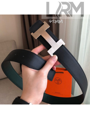 Hermes Constance Reversible Leather Buckle Belt 42mm Dark Green/Black/Silver 2019
