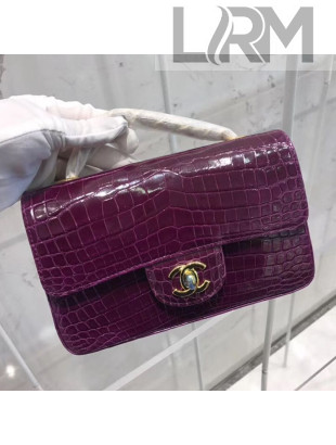 Chanel Alligator Skin Mini Flap Bag Purple
