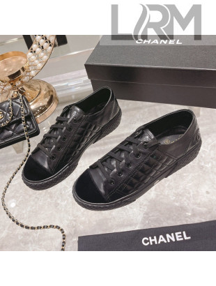 Chanel Leather Low-Top Sneakers Black 2021 111718