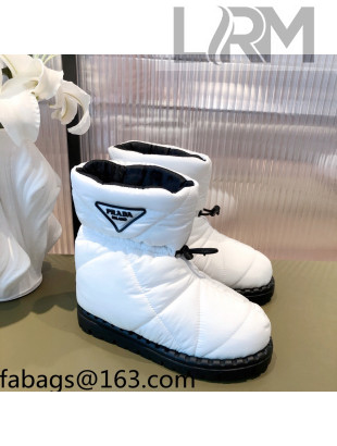 Prada Padded Nylon Fabric Ankle Boots 2UE019 White 2021 