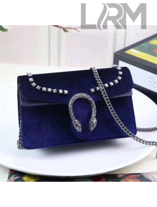 Gucci Dionysus Super Mini Bag with Crystals 476432 Navy Blue 2017