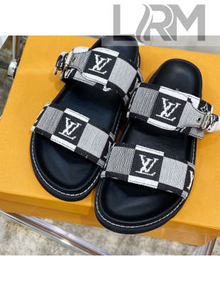 Louis Vuitton Bom Dia Damier Canvas Flat Sandals Grey 2021