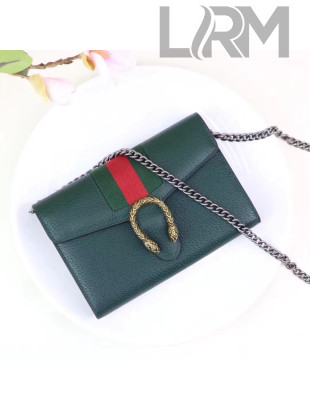 Gucci Dionysus Leather Mini Chain Bag with Web 401231 Green 2017