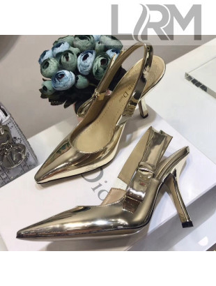 Dior Sweet-D 9.5cm High-Heeled Pump in Gold-tone Mirror Calfskin 2018