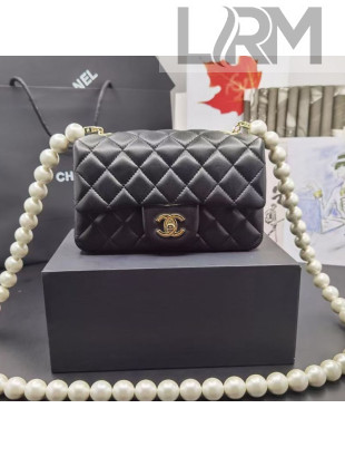 Chanel Quilted Lambskin Small Flap Bag with Pearl Chain A01116 Black 2021