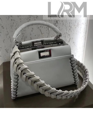 Fendi Peekaboo Mini Bag in Nappa Leather with Weaving White