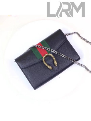 Gucci Dionysus Leather Mini Chain Bag with Web 401231 Black 2017