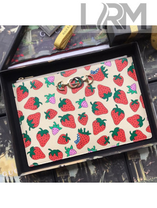 Gucci Zumi Strawberry Print Pouch 570728 2019