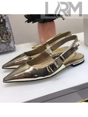 Dior Sweet-D Ballet Shoe in Gold-tone Mirror Calfskin 2018