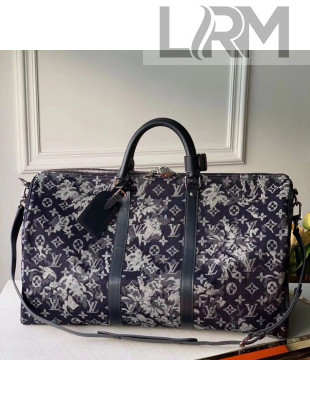 Louis Vuitton Men's Keepall Bandoulière 50 Travel Bag in Monogram Tapestry Canvas M57285 2020