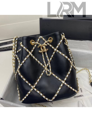 Chanel Chain Quilted Lambskin Bucket Bag AS2386 Black 2021