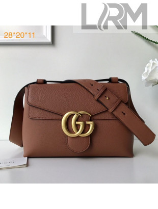 Gucci GG Marmont Leather Shoulder Bag 401173 Light Brown 2021