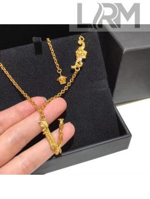 Versace gold V leaves necklace