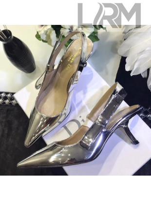 Dior Sweet-D 6.5cm High-Heeled Pump in Silver-tone Mirror Calfskin 2018