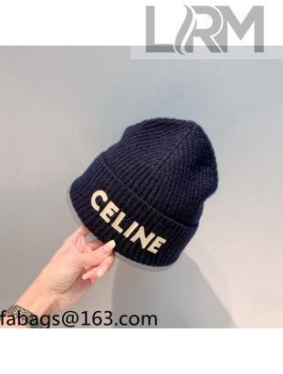 Celine Knit Hat Navy Blue 2021 13