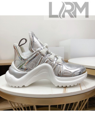 Louis Vuitton LV Archlight Metallic Leather Sneakers Silver 298 2020